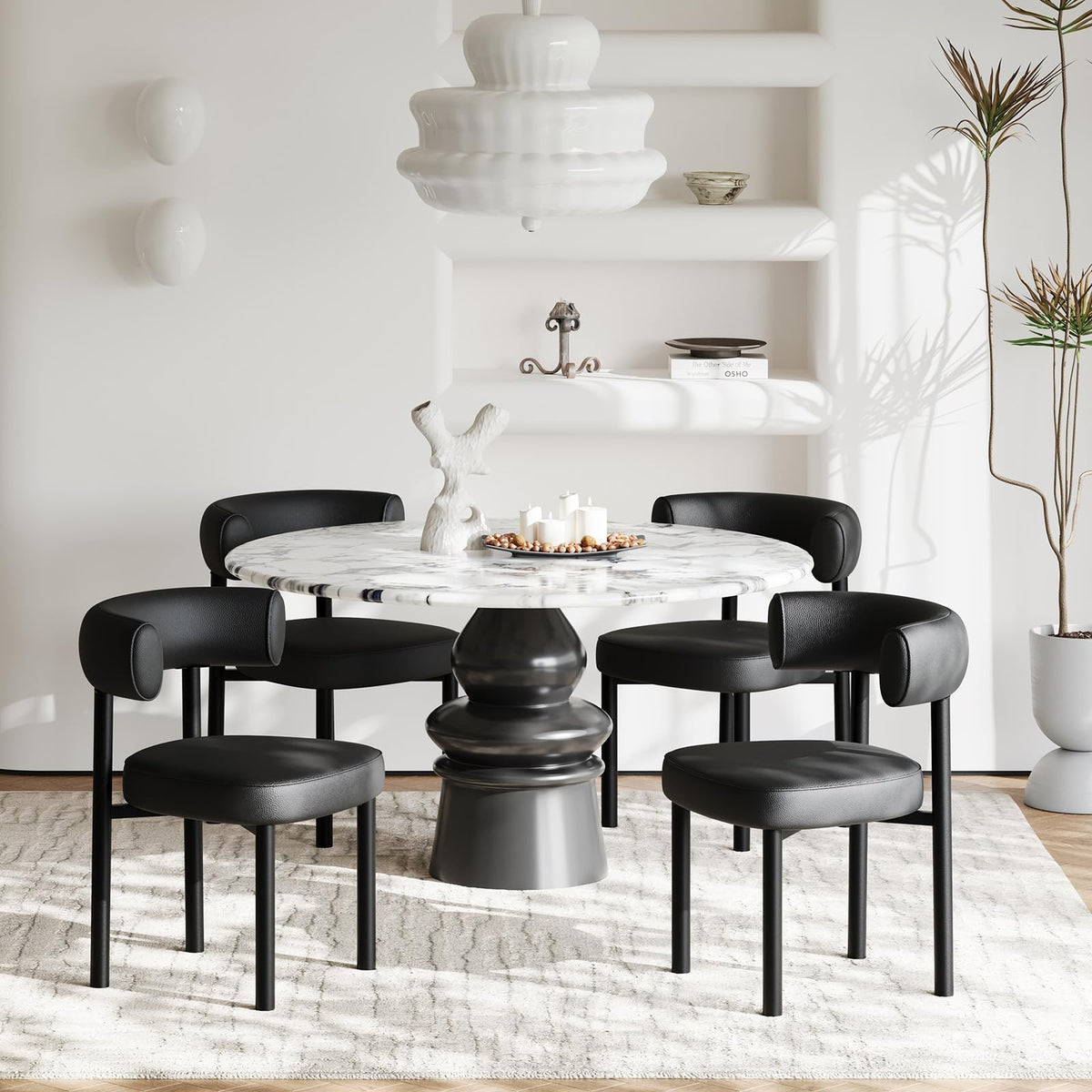 Black Faux Leather Dining Chairs Set of 4 C792640