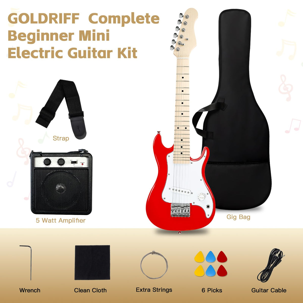 30in Kids Electric Guitar Starter Kit with 5W Amp and Gig Bag E4406