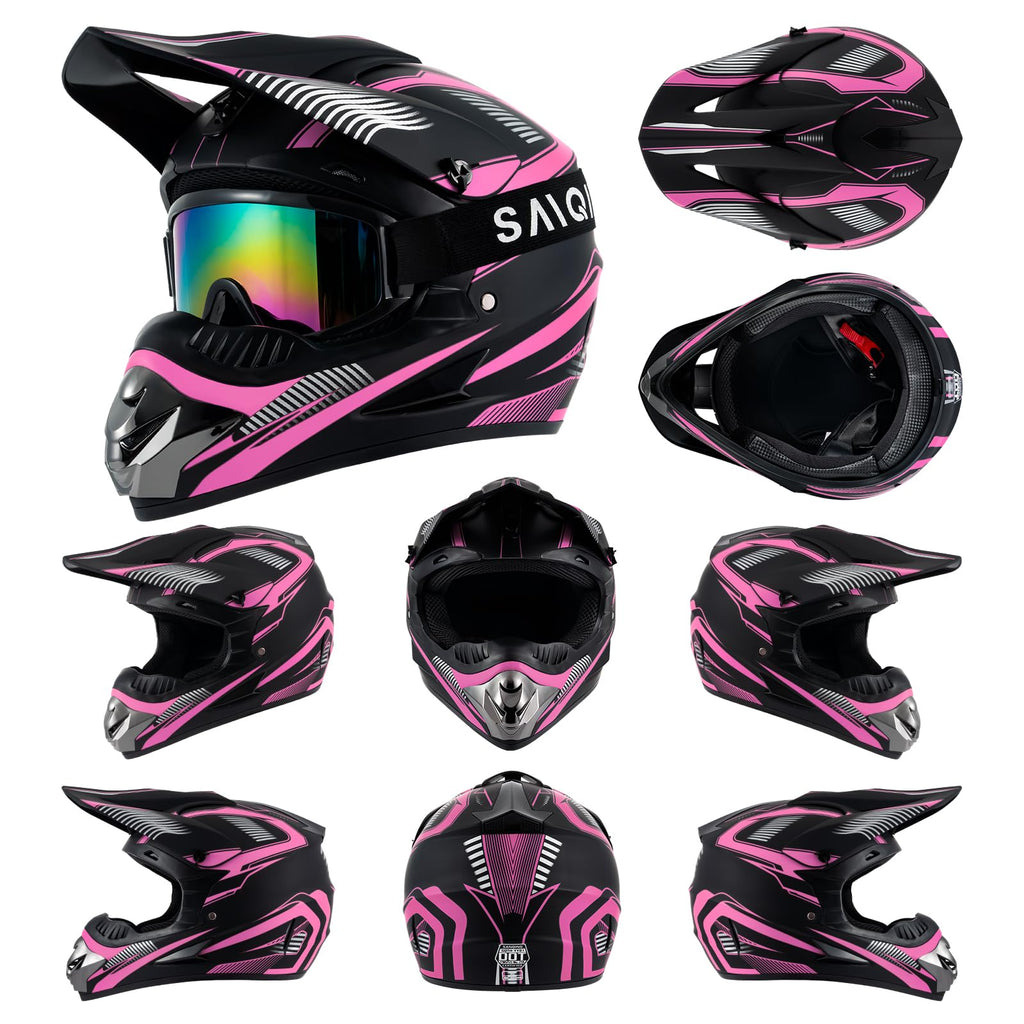 Pink XL DOT Approved Full Face Motocross Helmet V535