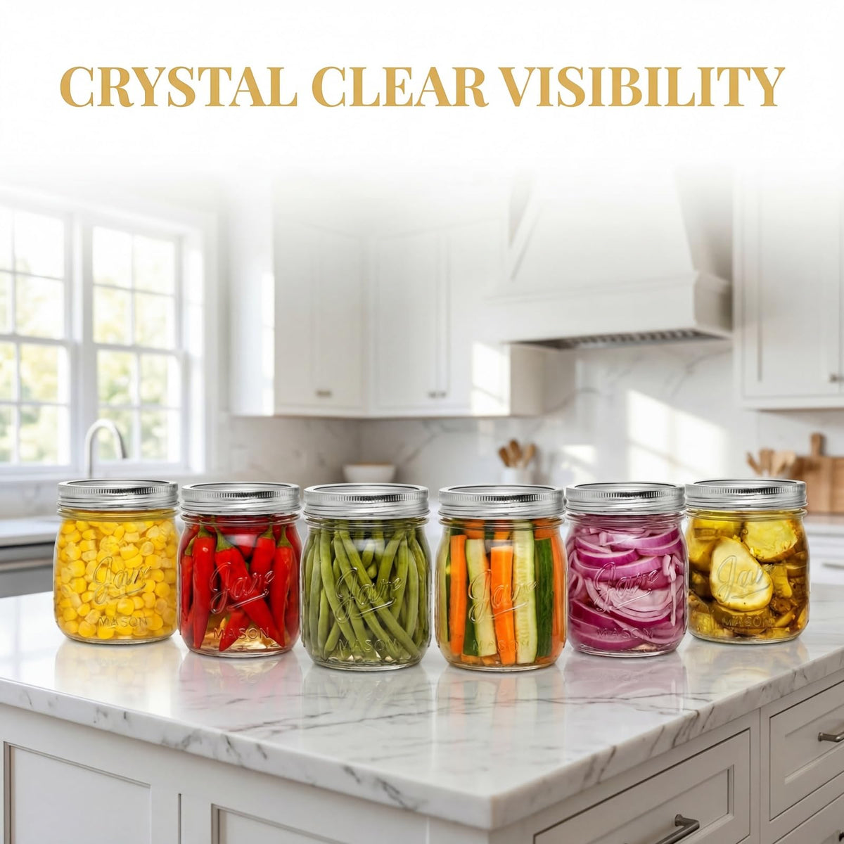 12 Pack 16 Oz Wide Mouth Glass Mason Jars K757521