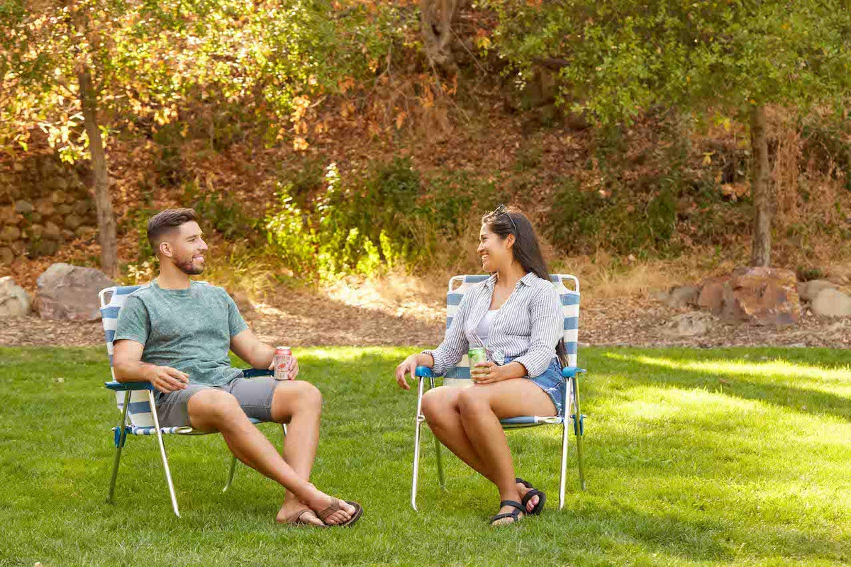 Folding Camp Lawn Chair 2 Pack Blue White Q46964