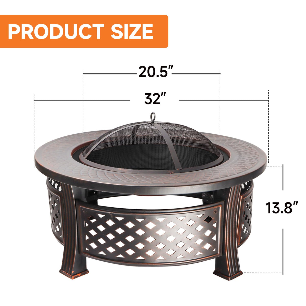 32-Inch Round Metal Fire Pit Table Set A757602