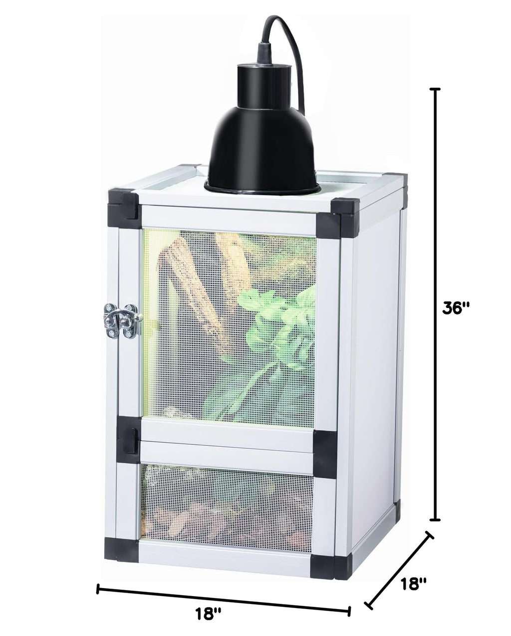 18"x18"x36" Aluminum Frame Reptile Cage with Screen & Acrylic Front Doors I441418