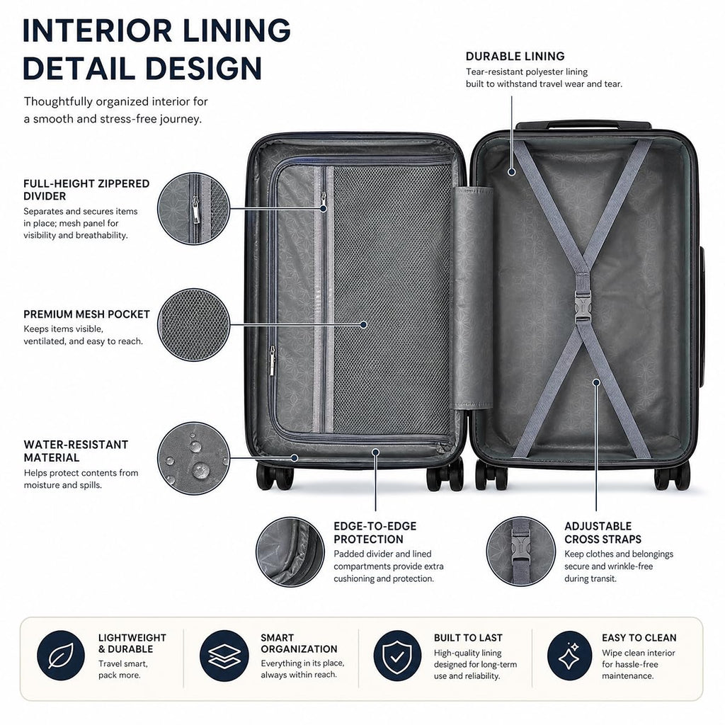 20 Inch Hardshell Expandable Carry On Luggage with TSA Lock J250