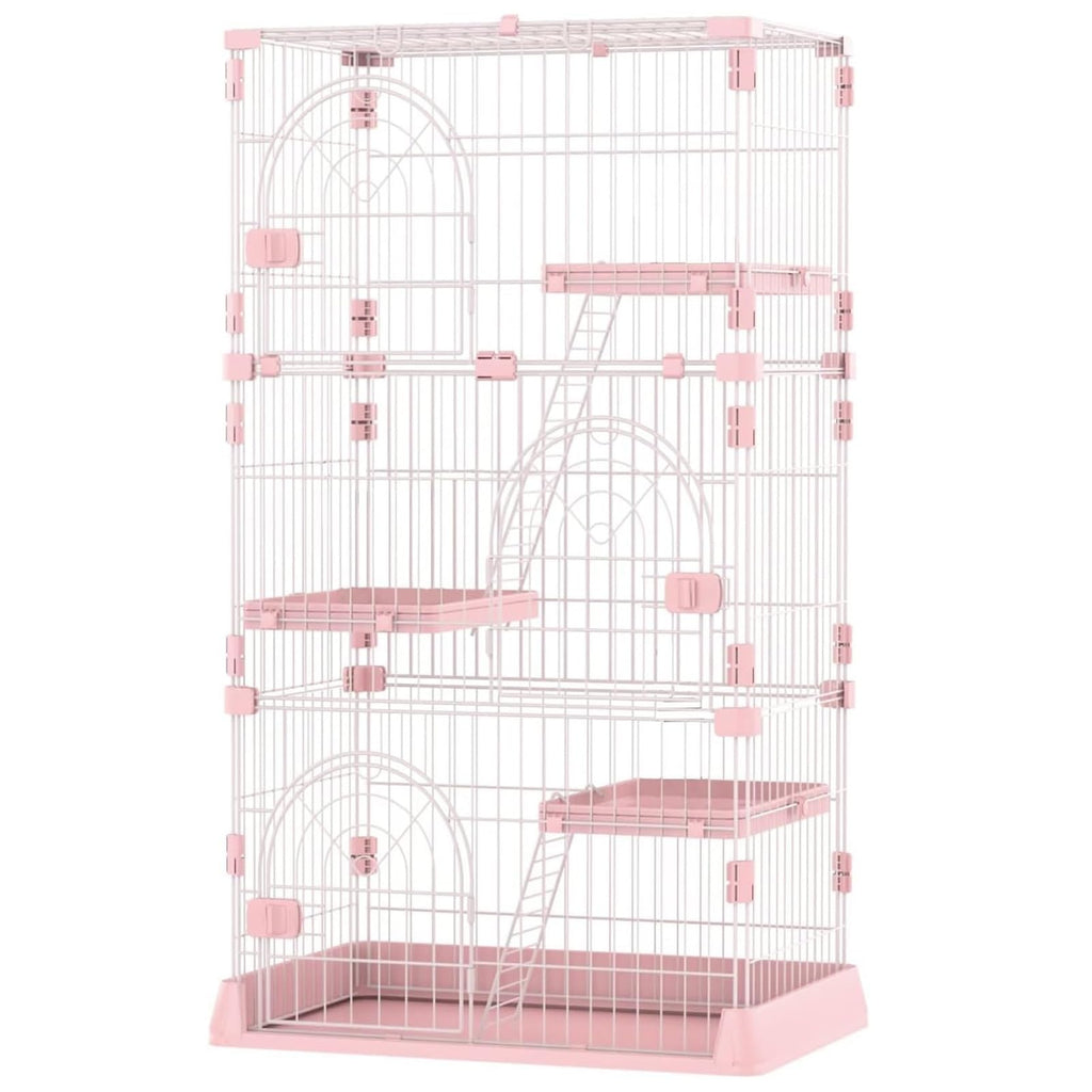 3/4-Tier Wire Cat Cage Playpen Kennel with Hammock H39864