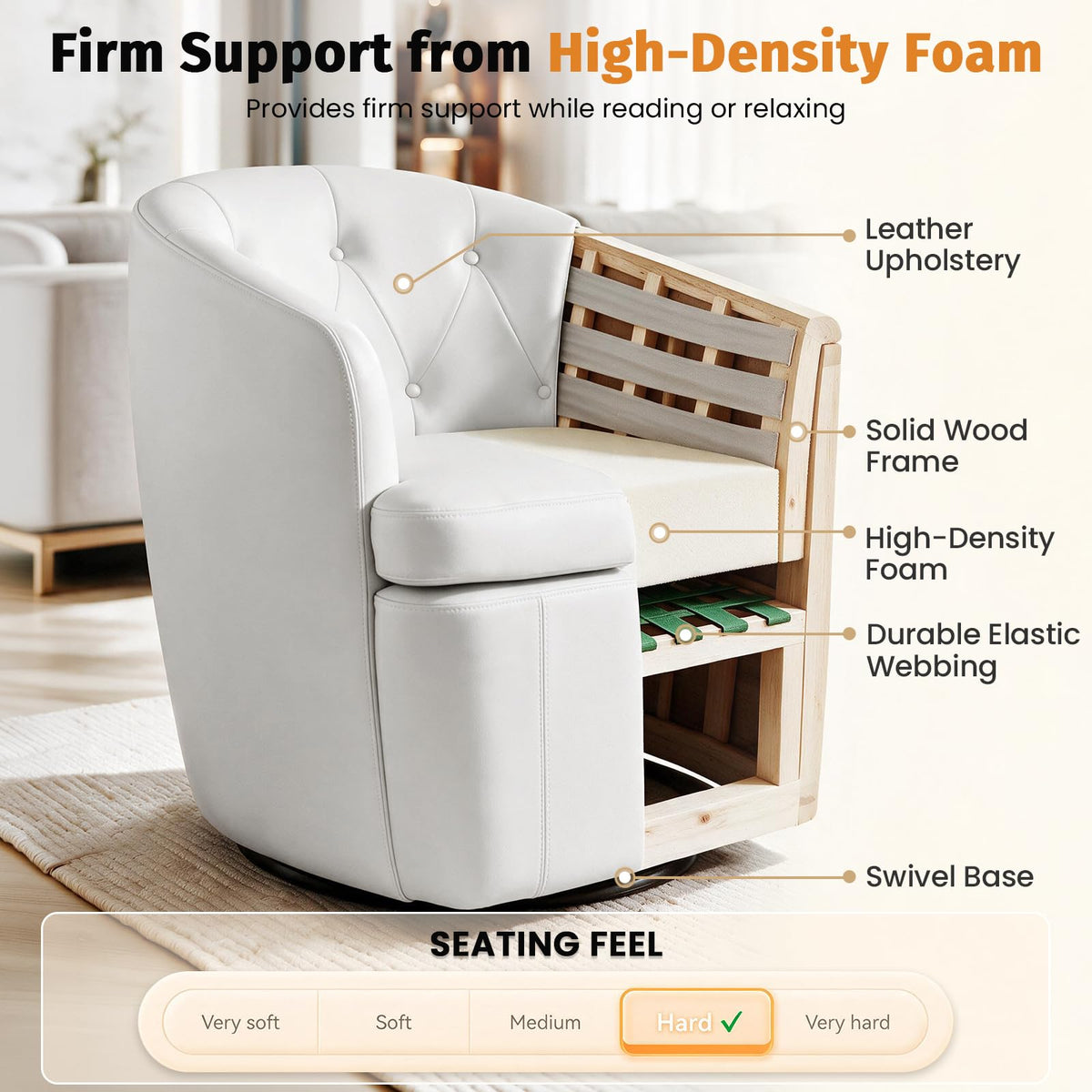 360° Swivel Button-Tufted Barrel Chair W794