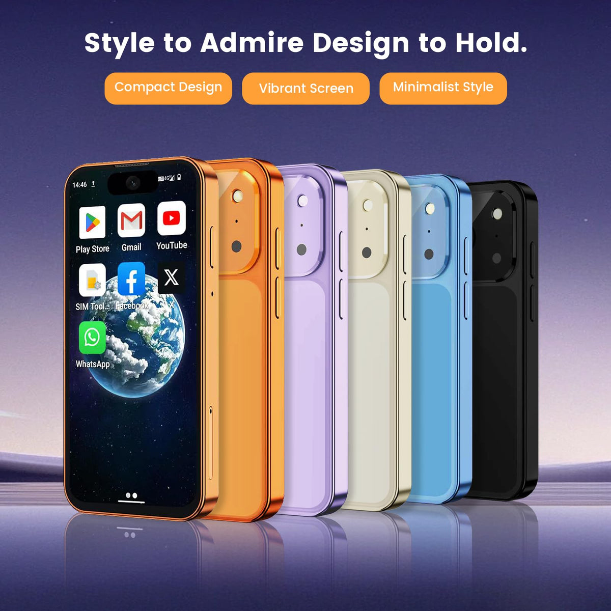4G Unlocked Mini Smartphone 3GB+32GB 3.88" HD Touch Screen Android 12 Dual SIM Black U89356