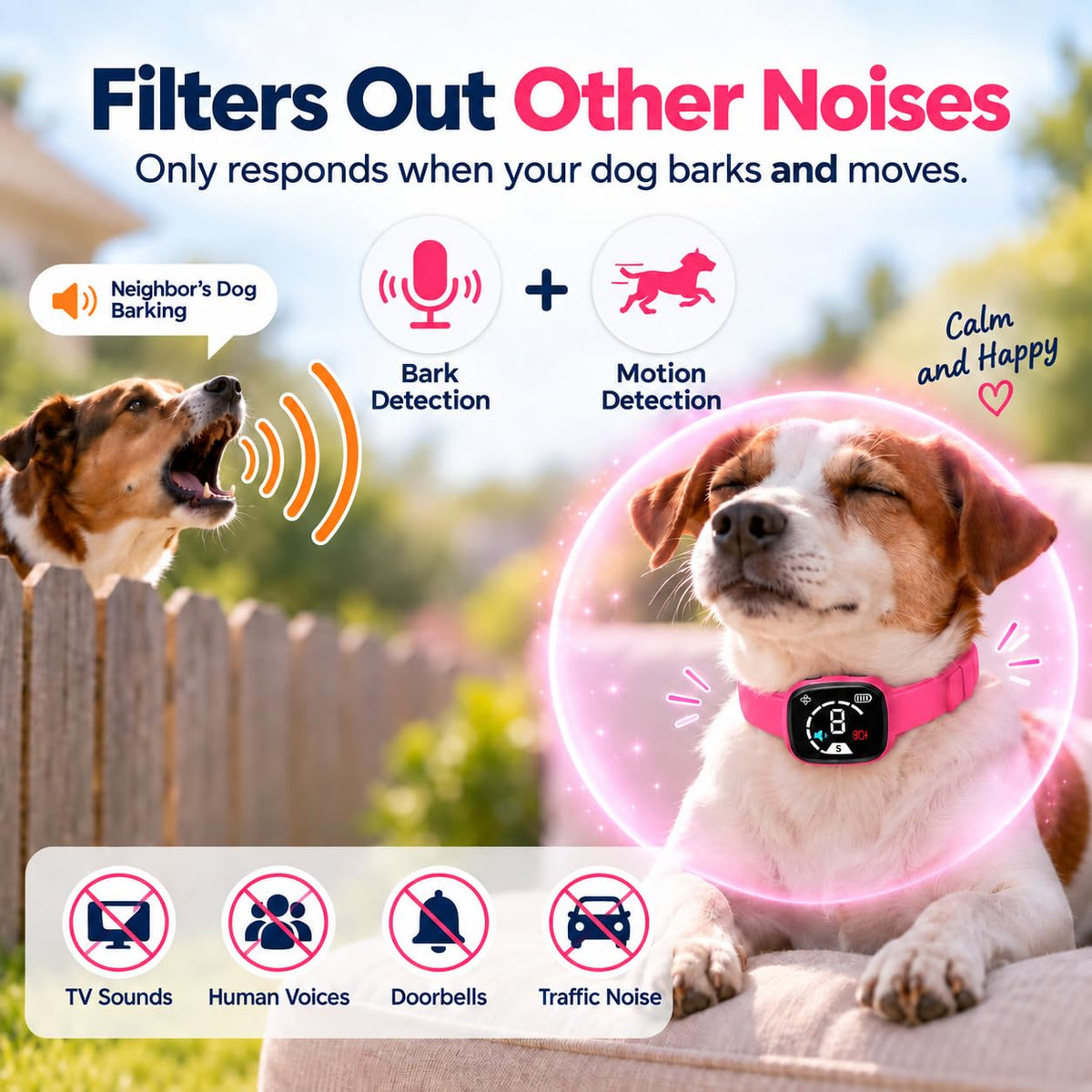 No Bark Collar with Silicone Strap, Pink E10431
