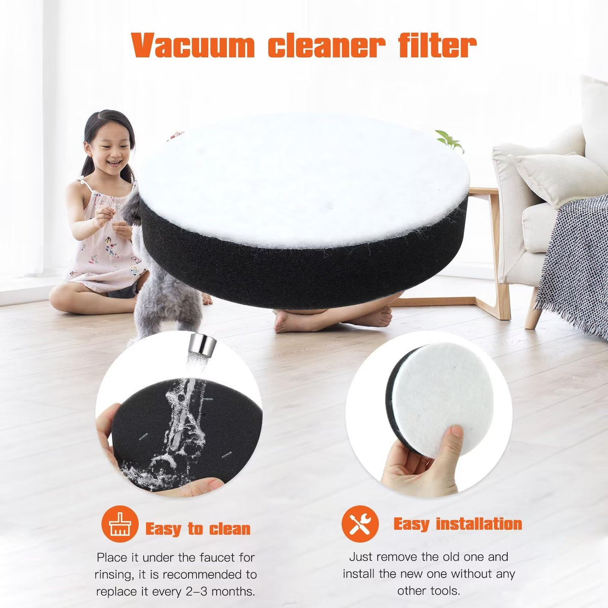 4 Pack Replacement Filter for Bagless Upright Vacuum M852