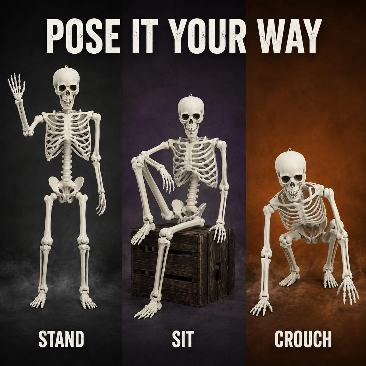 5.4ft/165cm White Posable Life Size Skeleton D91087