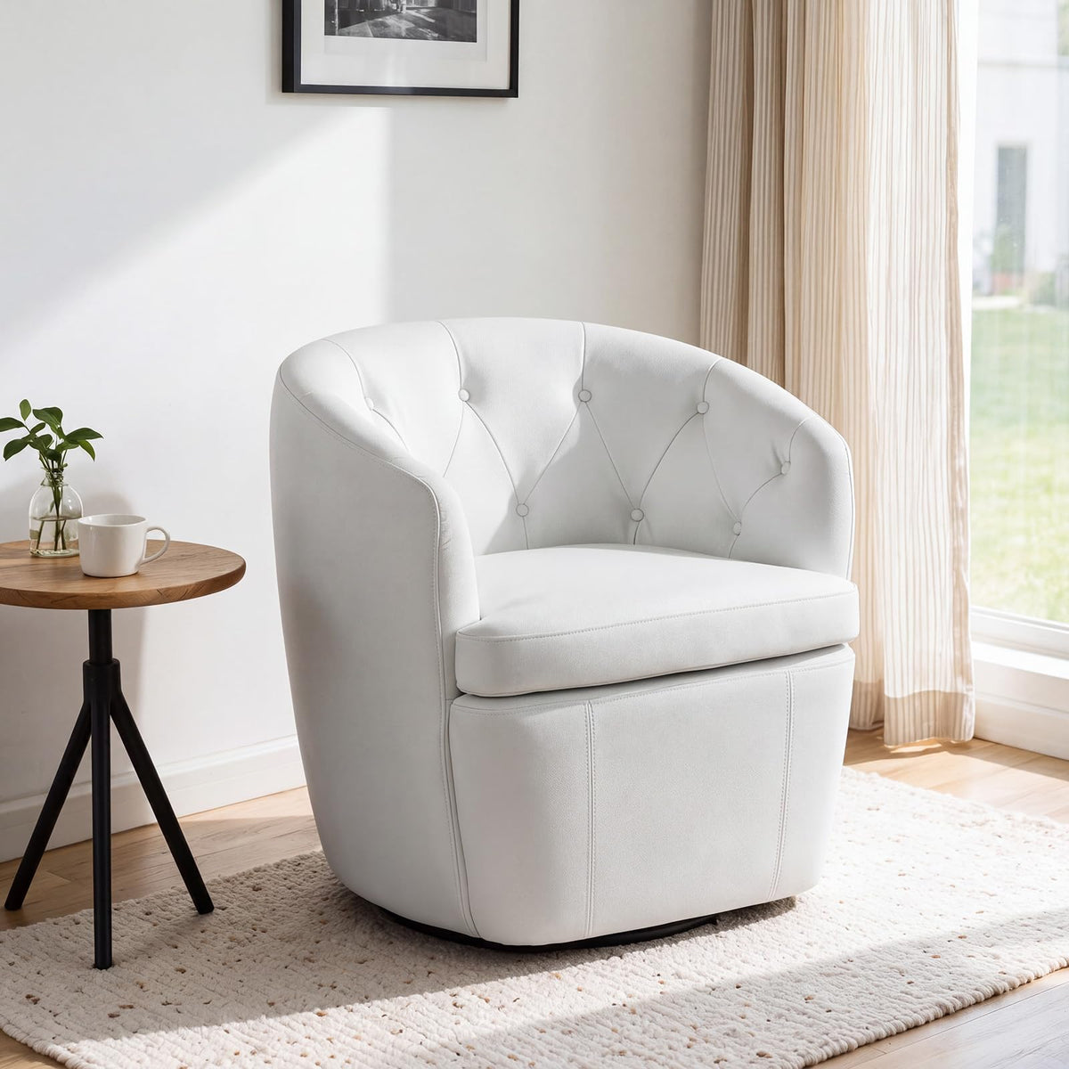 360° Swivel Button-Tufted Barrel Chair W794