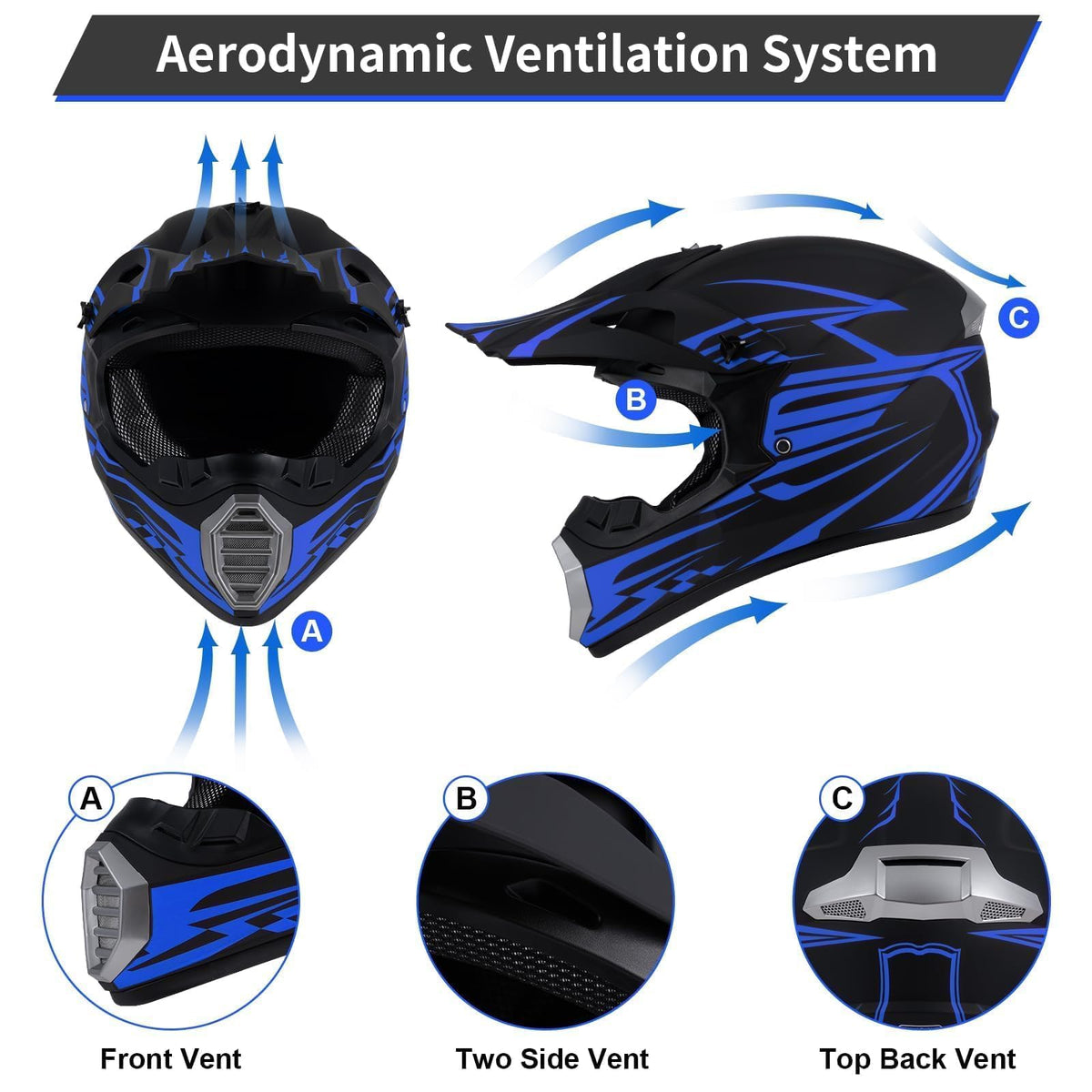 Youth Kids DOT Approved Full Face Motocross Helmet T364