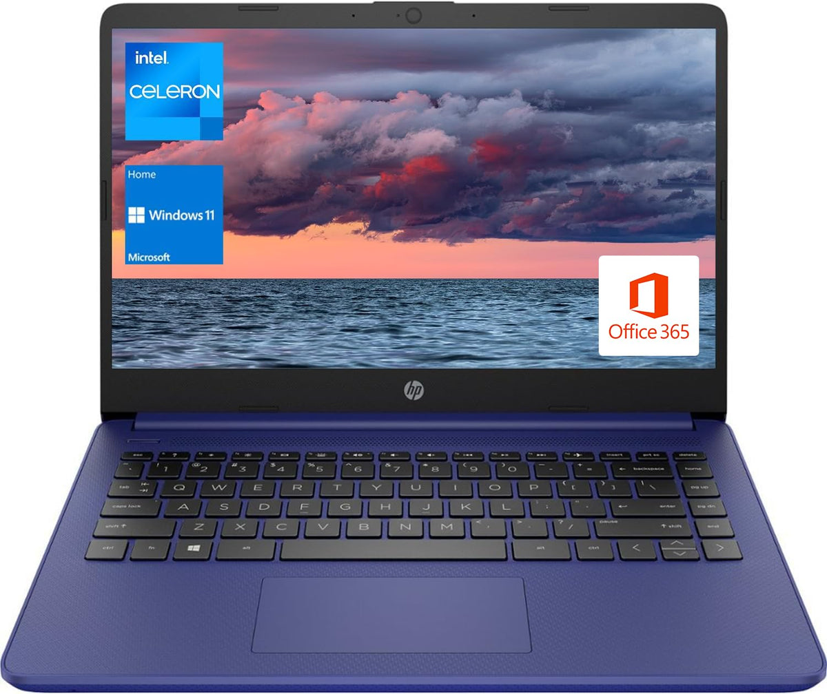 14" Portable Laptop, Intel Quad-Core, 16GB RAM, 64GB eMMC, Windows 11, Blue H3890
