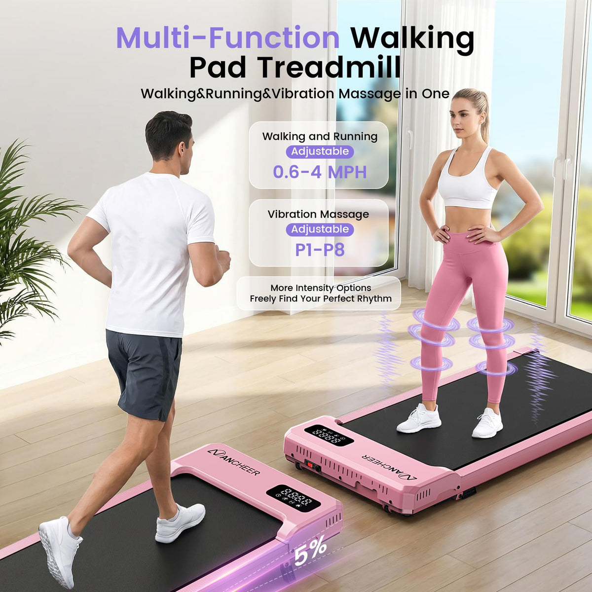 Under Desk Treadmill with Vibration Plate & Incline D56565