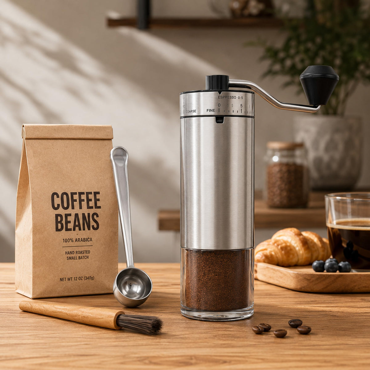 Manual Coffee Grinder with 40 Adjustable Settings, Ceramic Conical Burr, 30g Capacity V51636