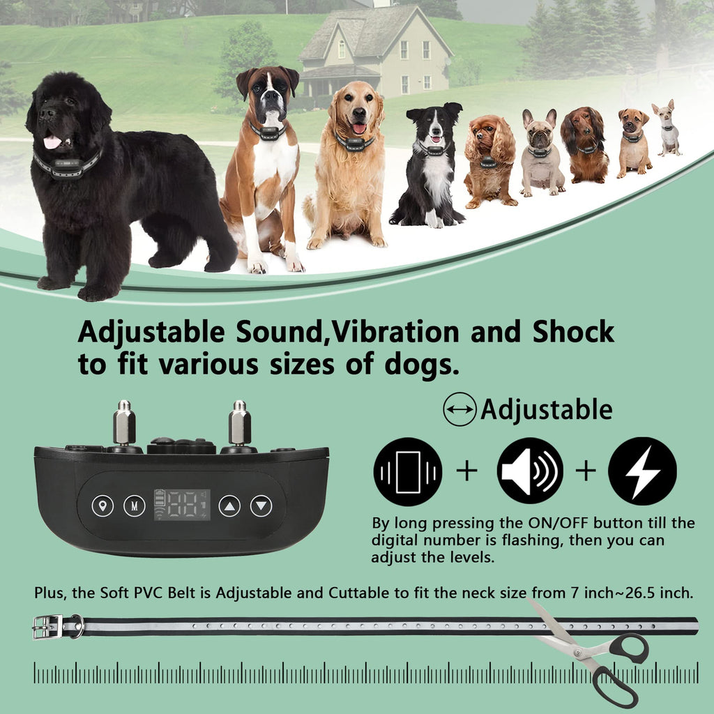 Wireless Dog Fence System with Waterproof Rechargeable Collar J7363