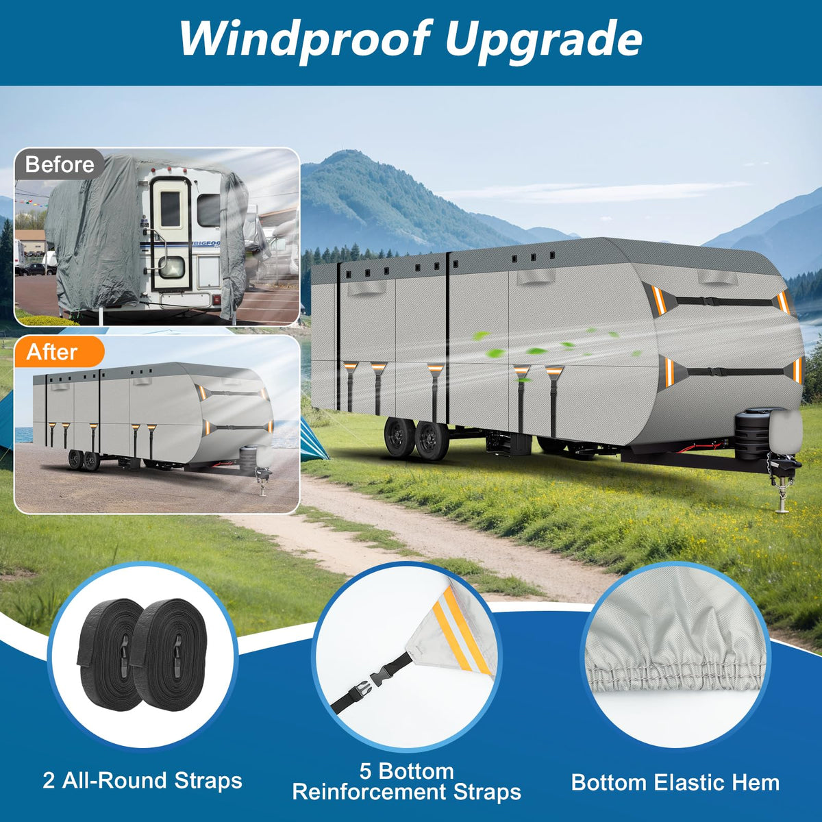 22-24 ft 500D Oxford Waterproof Travel Trailer Cover M36607