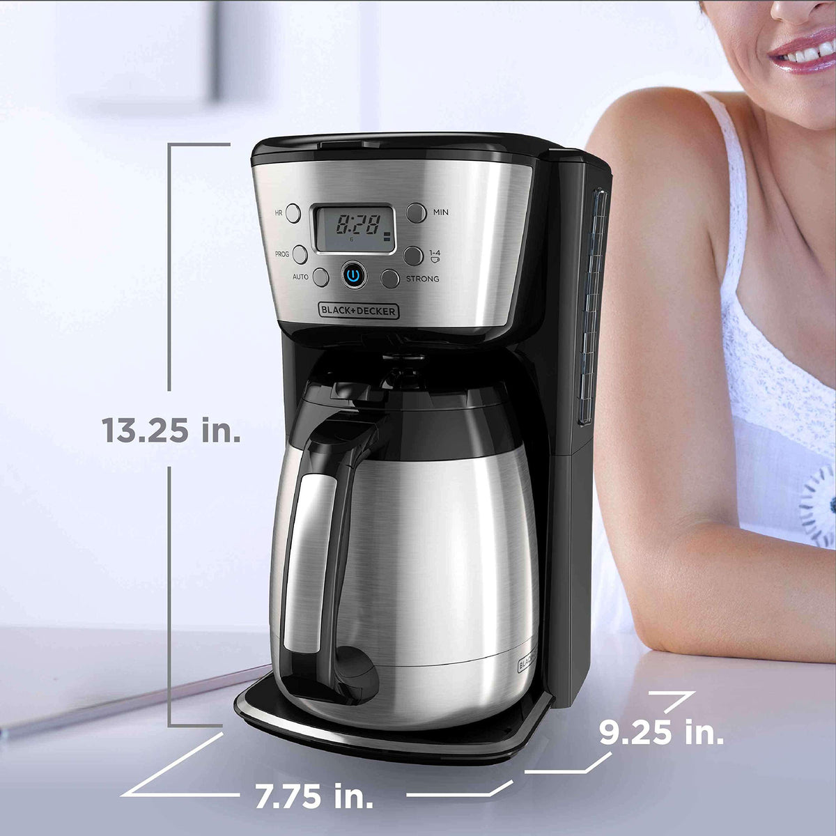 Black and Silver 12 Cup Programmable Thermal Coffee Maker B183650