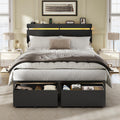 Full Size Bed Frame with Wood Headboard and Storage Drawers Q20467