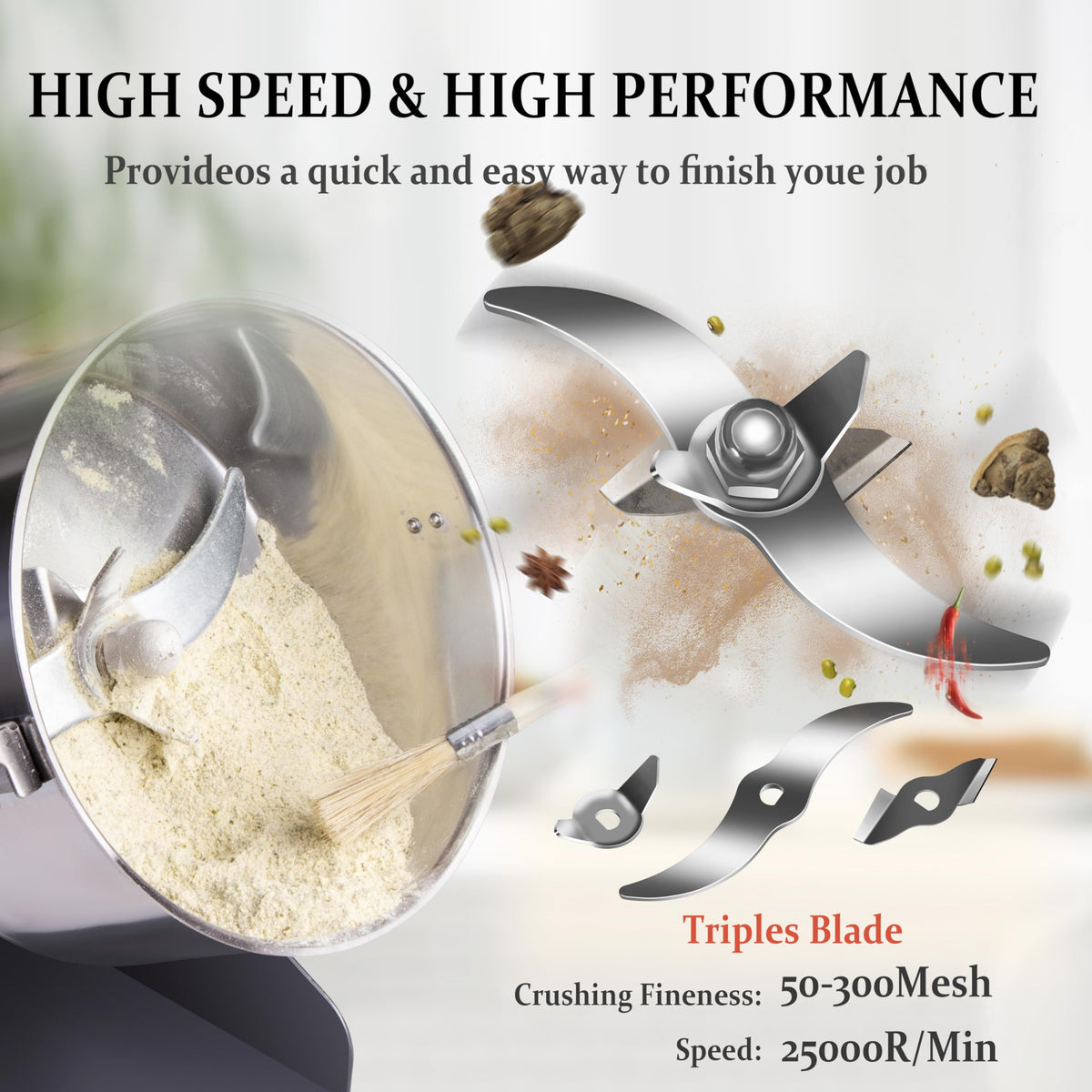 150g Electric Stainless Steel Grain Mill W485