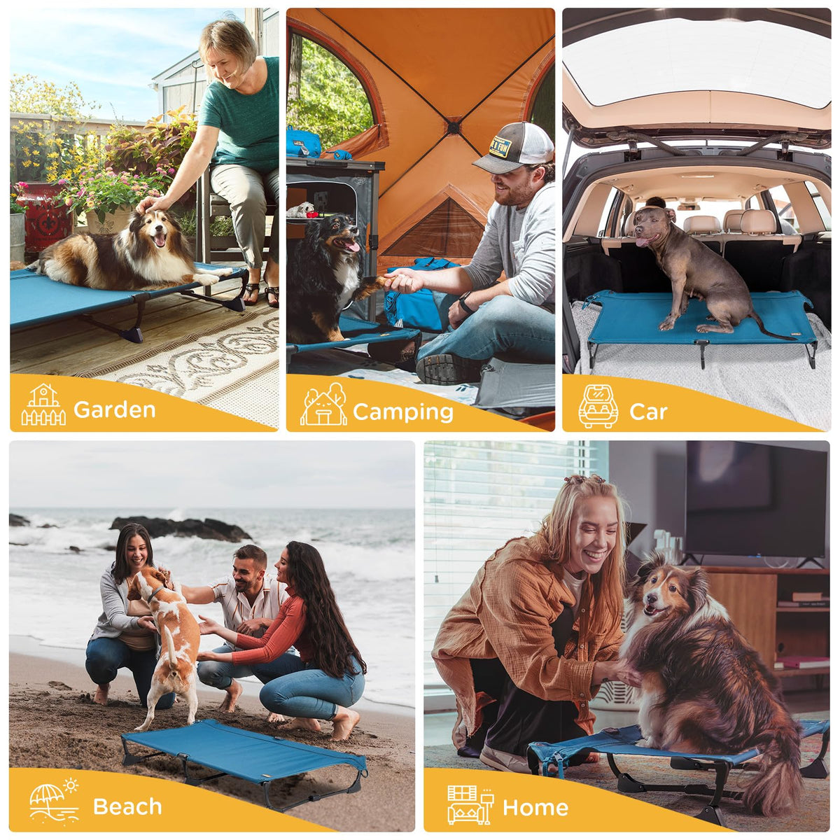 Large Elevated Dog Cot with Non-Slip Feet, Dark Blue C32481