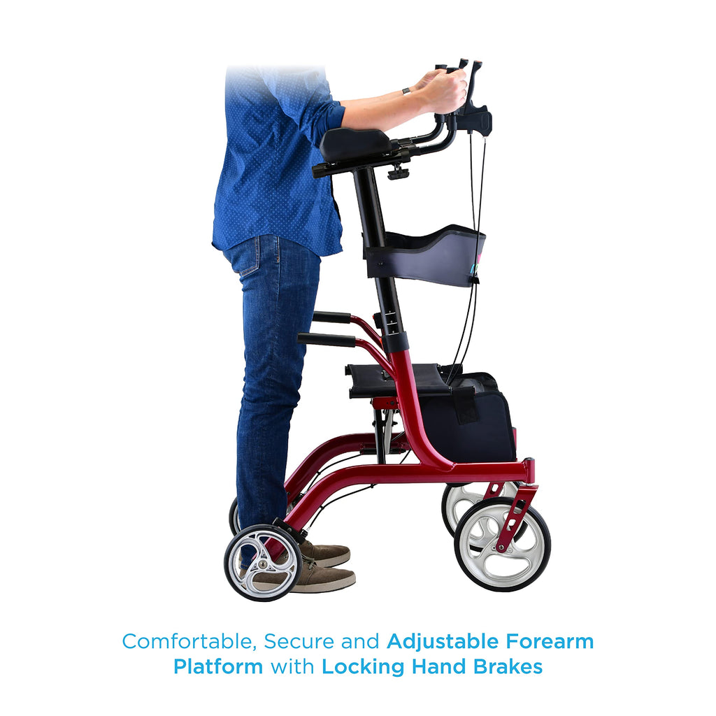 Blue Upright Rollator Walker with 10 Inch Front Wheels Z409