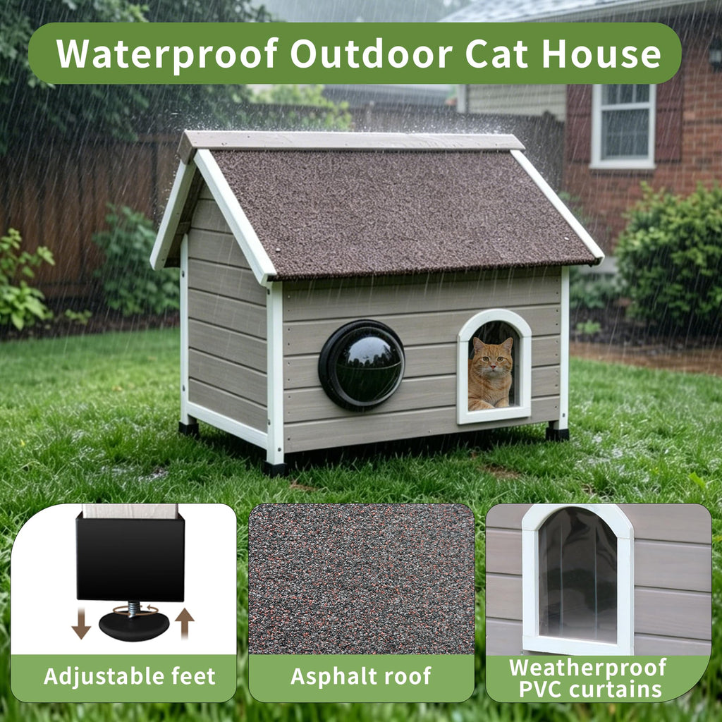 Wooden Elevated Outdoor Cat House Y18162