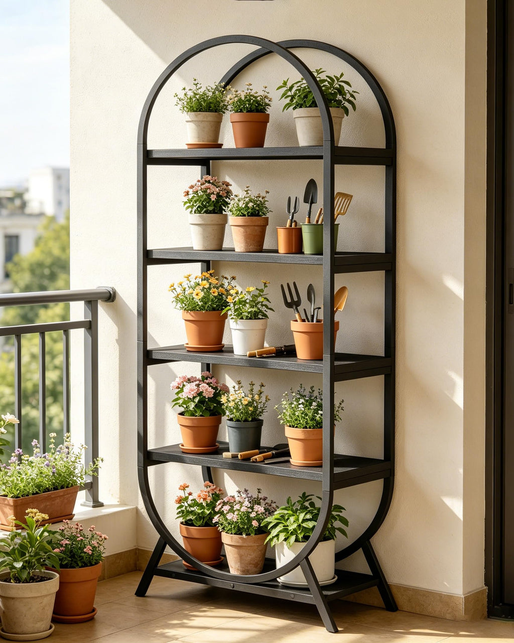 Black 5 Tier Arched Bookshelf S614762