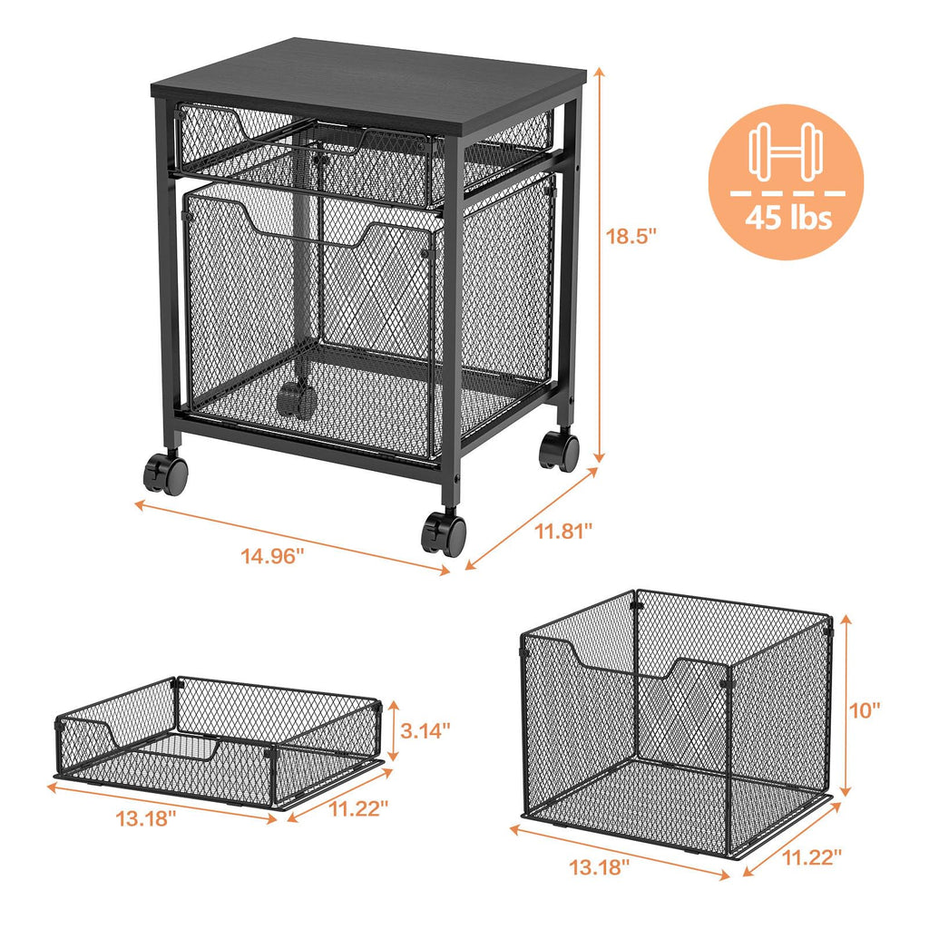 Rolling File Cabinet Cart with Storage Drawer and Lockable Wheels V745206