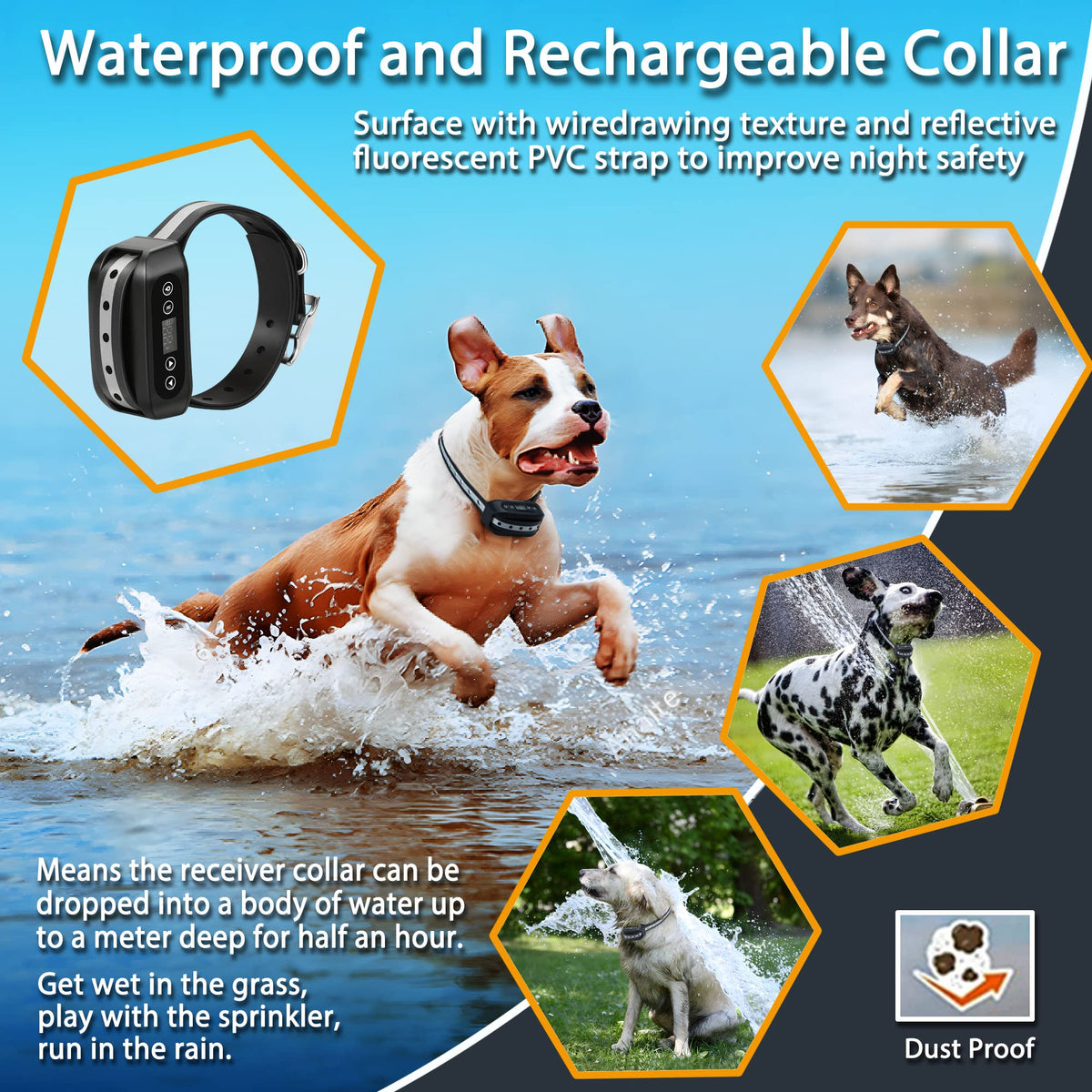 Wireless Dog Fence System with Waterproof Rechargeable Collar J7363