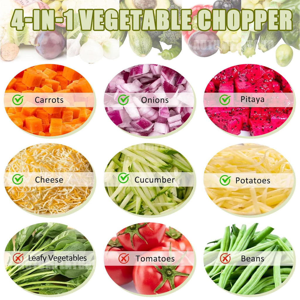 4 in 1 Electric Vegetable Chopper with 4 Stainless Steel Blades P31601