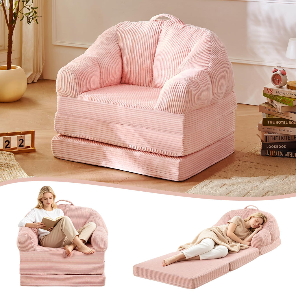 Pink 3-in-1 Convertible Folding Sofa Bed P9829
