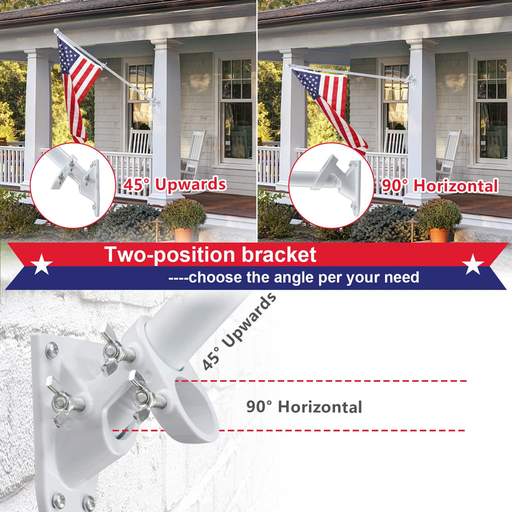 5ft Tangle Free Metal House Flag Pole with 3x5 Embroidered US Flag S54506
