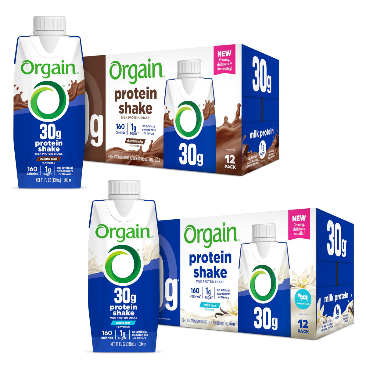 30g High Protein Shake Chocolate Fudge & Vanilla Bean 11 Fl Oz 2 Pack of 12 K231928