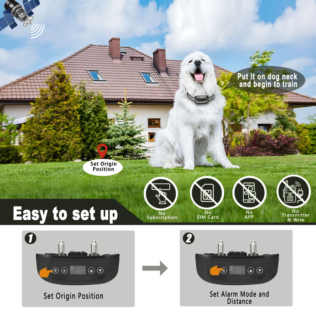 Wireless Dog Fence System with Waterproof Rechargeable Collar J7363