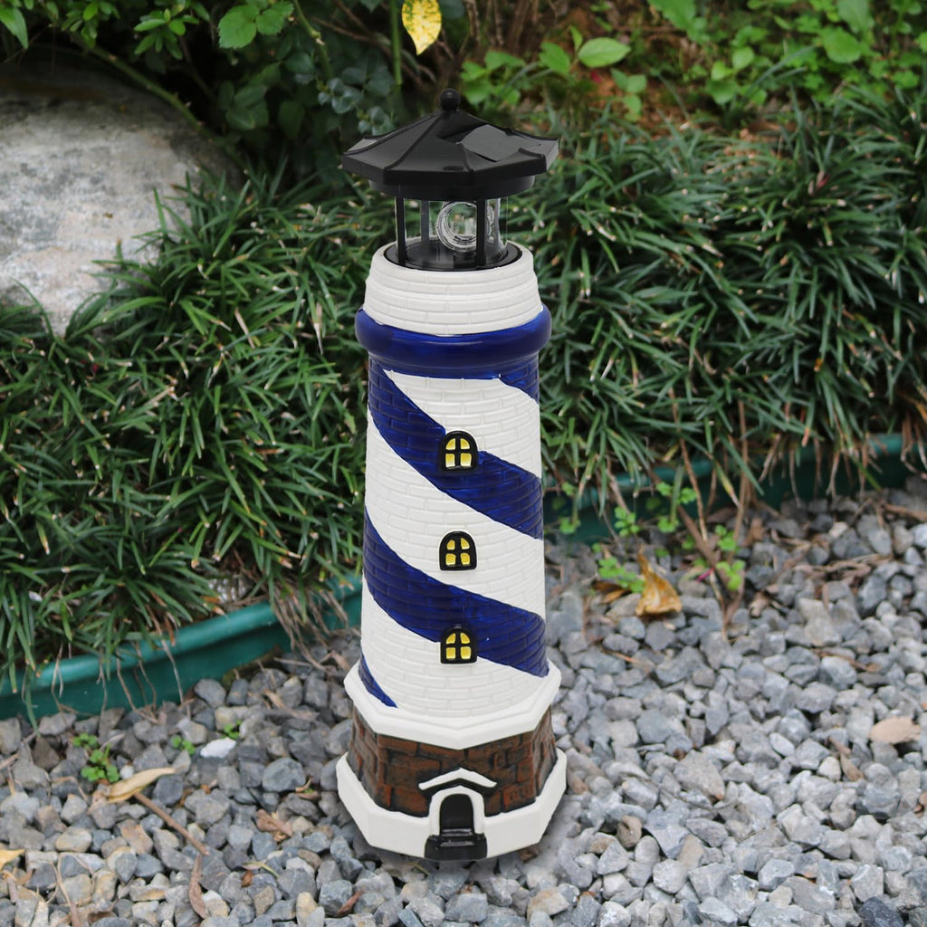 Solar LED Lighthouse Lamp 14.5 Inches Blue H292866