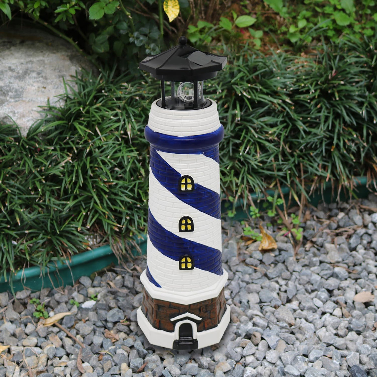 Solar LED Lighthouse Lamp 14.5 Inches Blue H292866