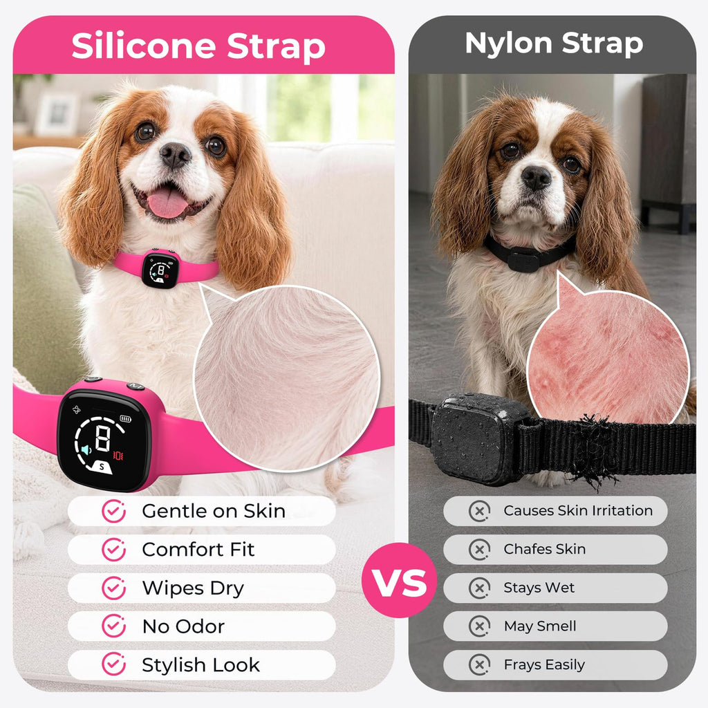 No Bark Collar with Silicone Strap, Pink E10431