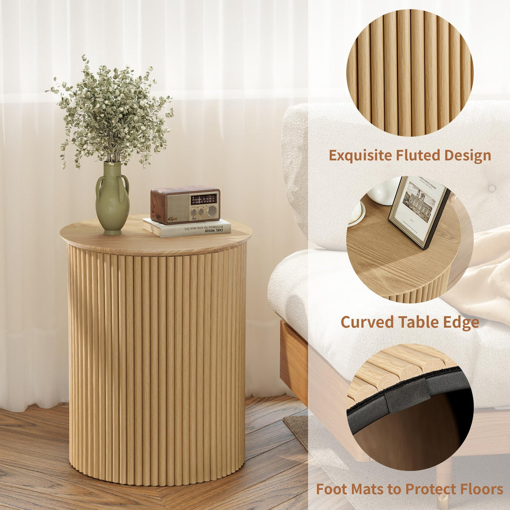 Small Round Wood Side Table Set of 2 O299583
