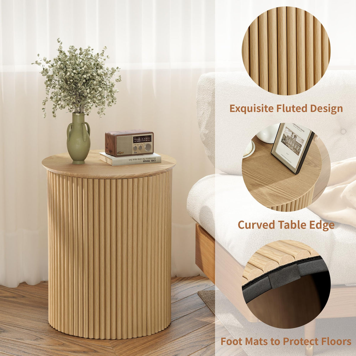 Small Round Wood Side Table Set of 2 O299583