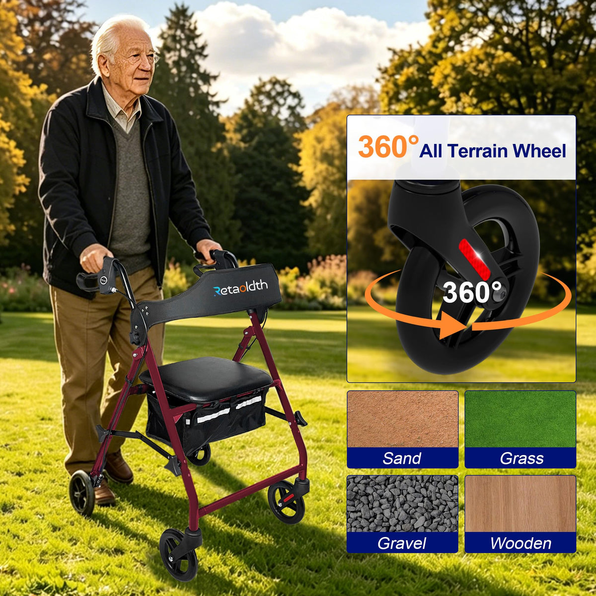 Foldable Rollator Walker with Seat U540973