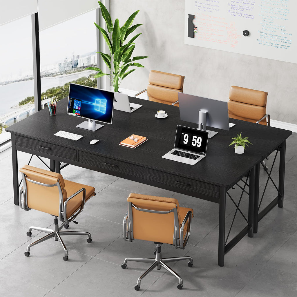 78.7 inch Black Computer Desk with 3 Drawers Z448