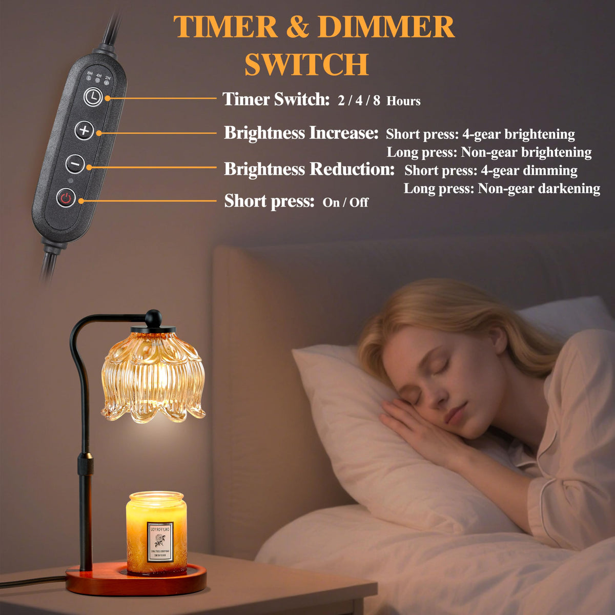 Candle Warmer Lamp with Timer & Stepless Dimming F675