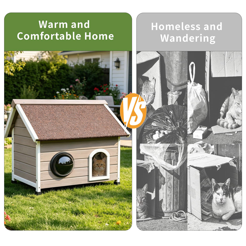 Wooden Elevated Outdoor Cat House Y18162