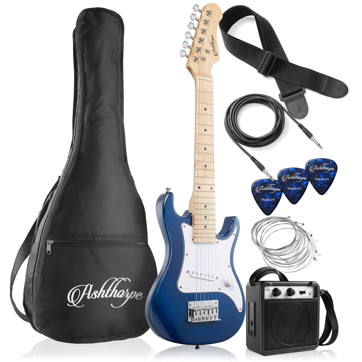 30-inch Kids Electric Guitar Beginner Kit with Amplifier, Blue J599