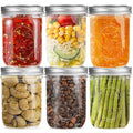16 oz 6 Pack Wide Mouth Glass Mason Jars with Airtight Lids J416766