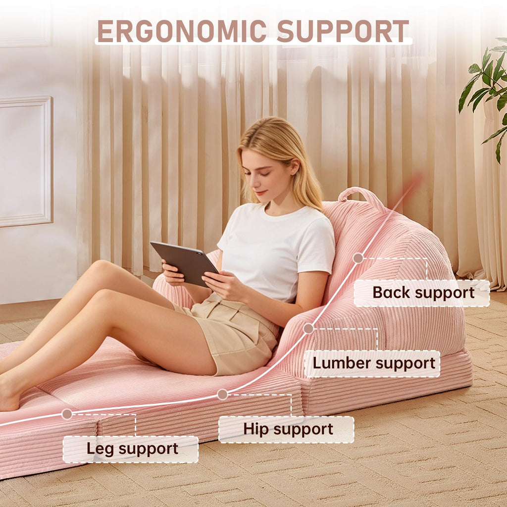 Pink 3-in-1 Convertible Folding Sofa Bed P9829