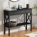 39" Entryway Table with Drawers and Storage Shelf W115
