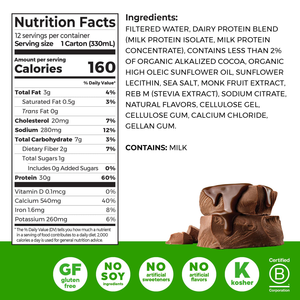 30g High Protein Shake Chocolate Fudge & Vanilla Bean 11 Fl Oz 2 Pack of 12 K231928