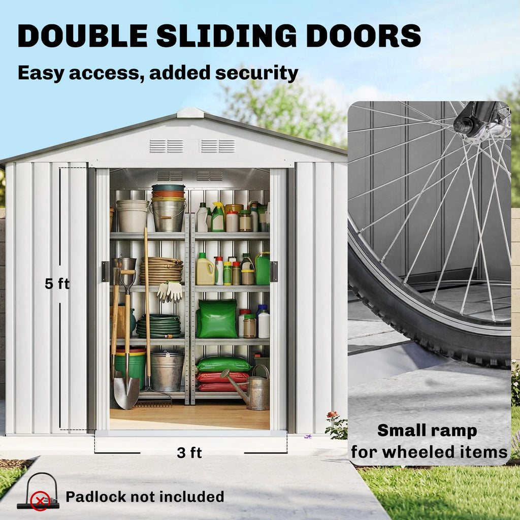 7' x 4' Metal Outdoor Storage Shed P375919